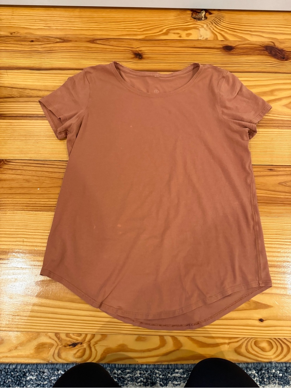 Women's Short-Sleeve Crewneck Tee in Dusty Rose has two spots